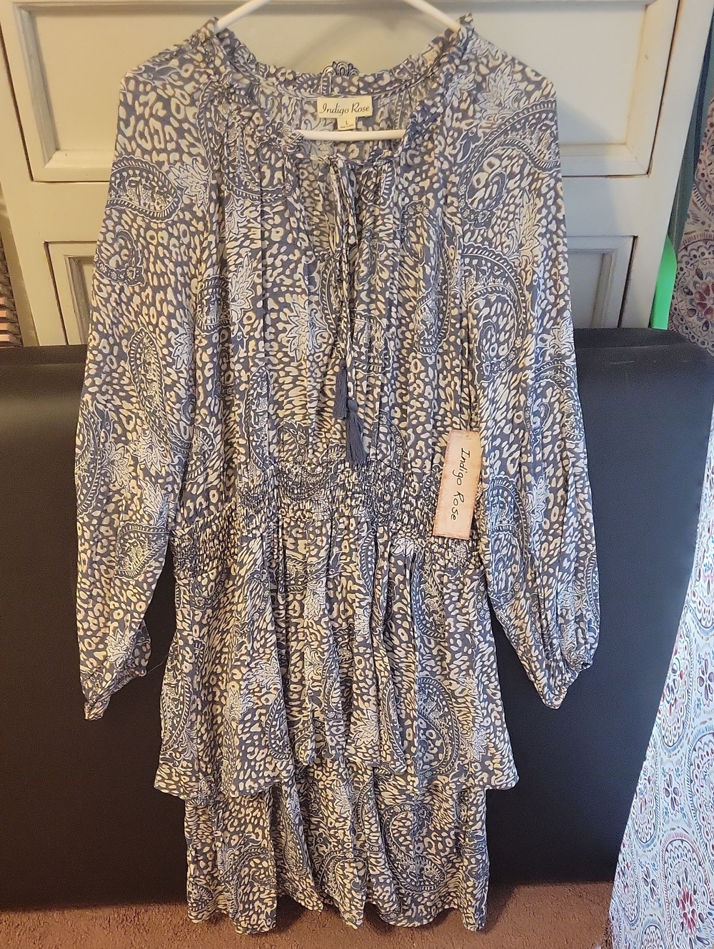 Indigo Rose Blue & White Paisley Midi Dress